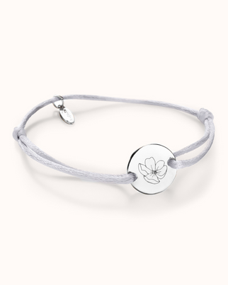 Bracelet Rond Unique Fleur de Naissance - Argent