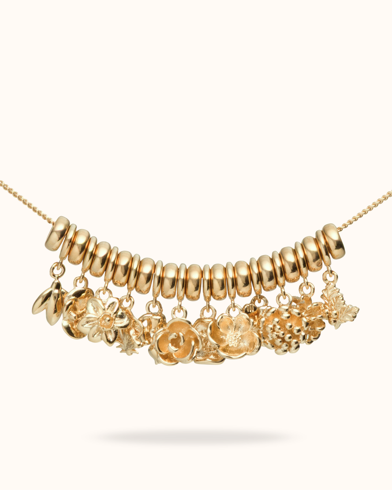 Collier Sliding Perles Fleur de Naissance - Plaque or 18 carats