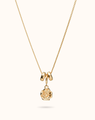 Collier Sliding Perles Fleur de Naissance - Plaque or 18 carats