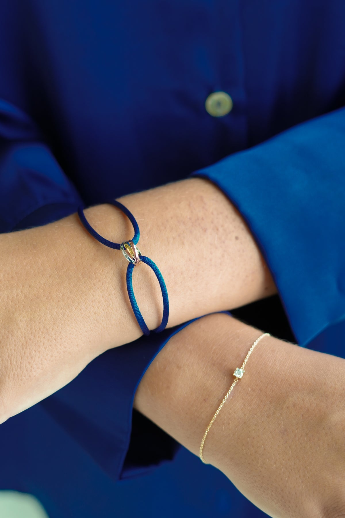 14k Personalised Tricolor Bracelet - 14k gold