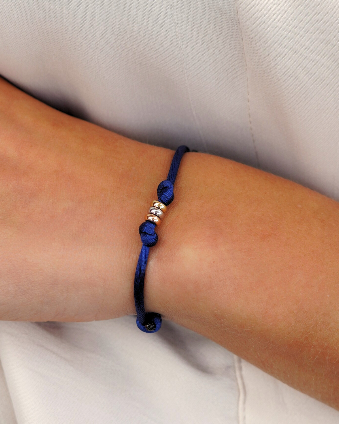 14k Family Tricolor Ring Armband - 14k Solid Gold - Tricolor Family ringen 14k