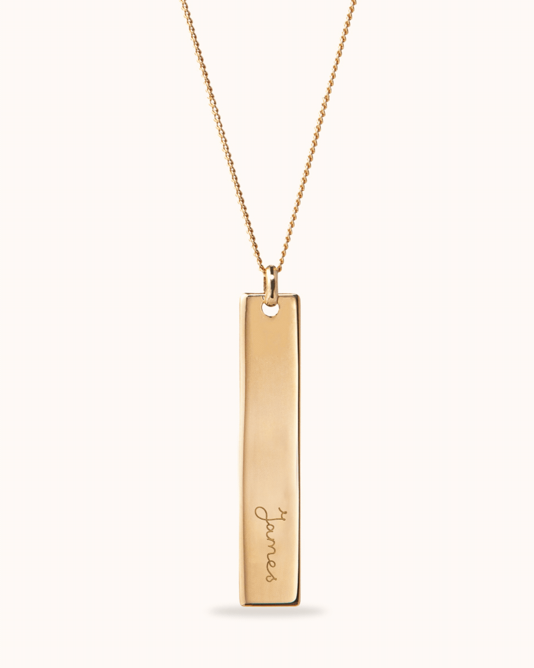 Vertical Bar Necklace with name  - Gold plated