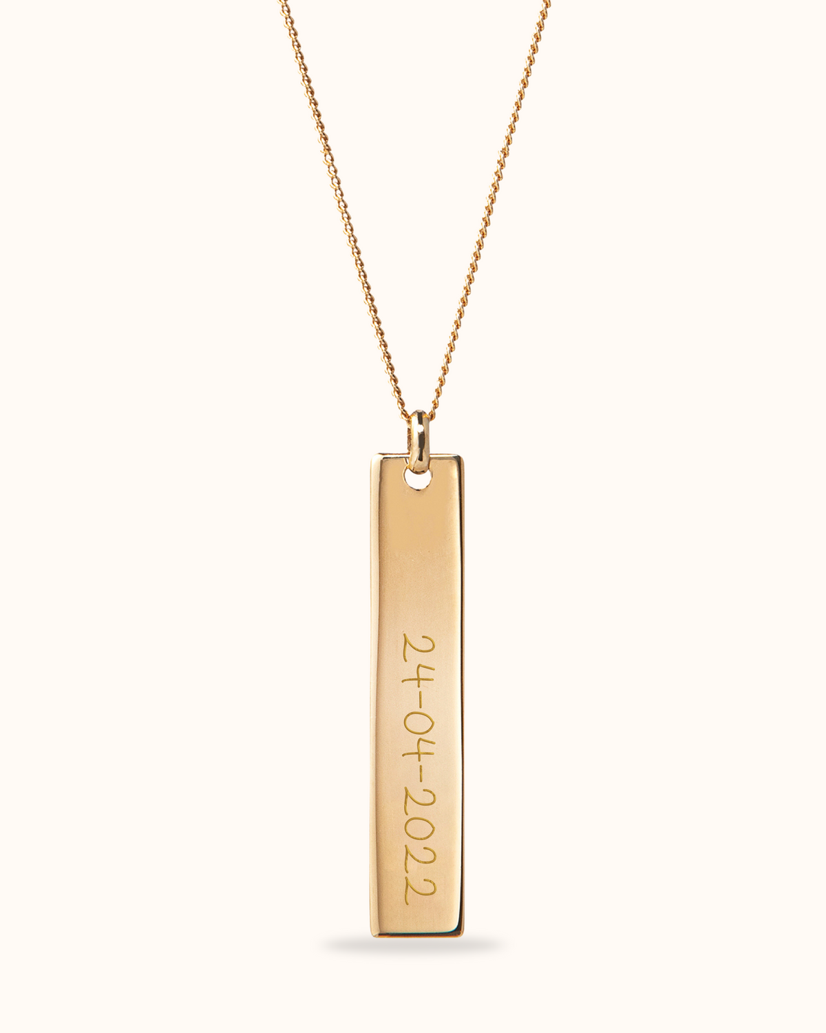 Vertical Bar Necklace with name  - Gold plated