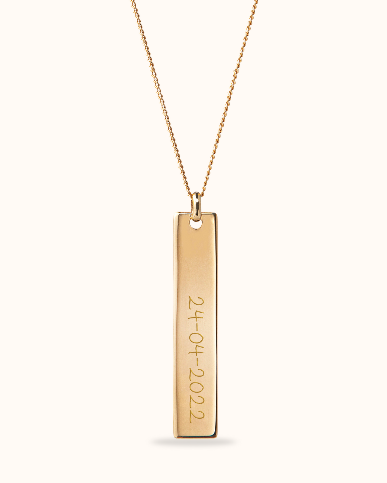 Vertical Bar Necklace with name  - Gold plated
