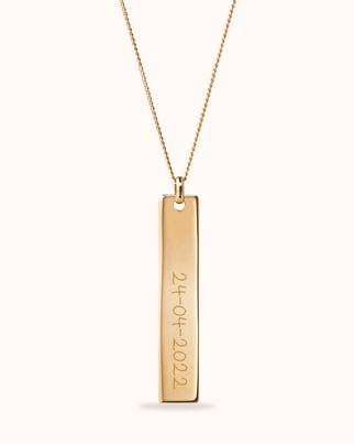 Vertical Bar Necklace with name  - Gold plated