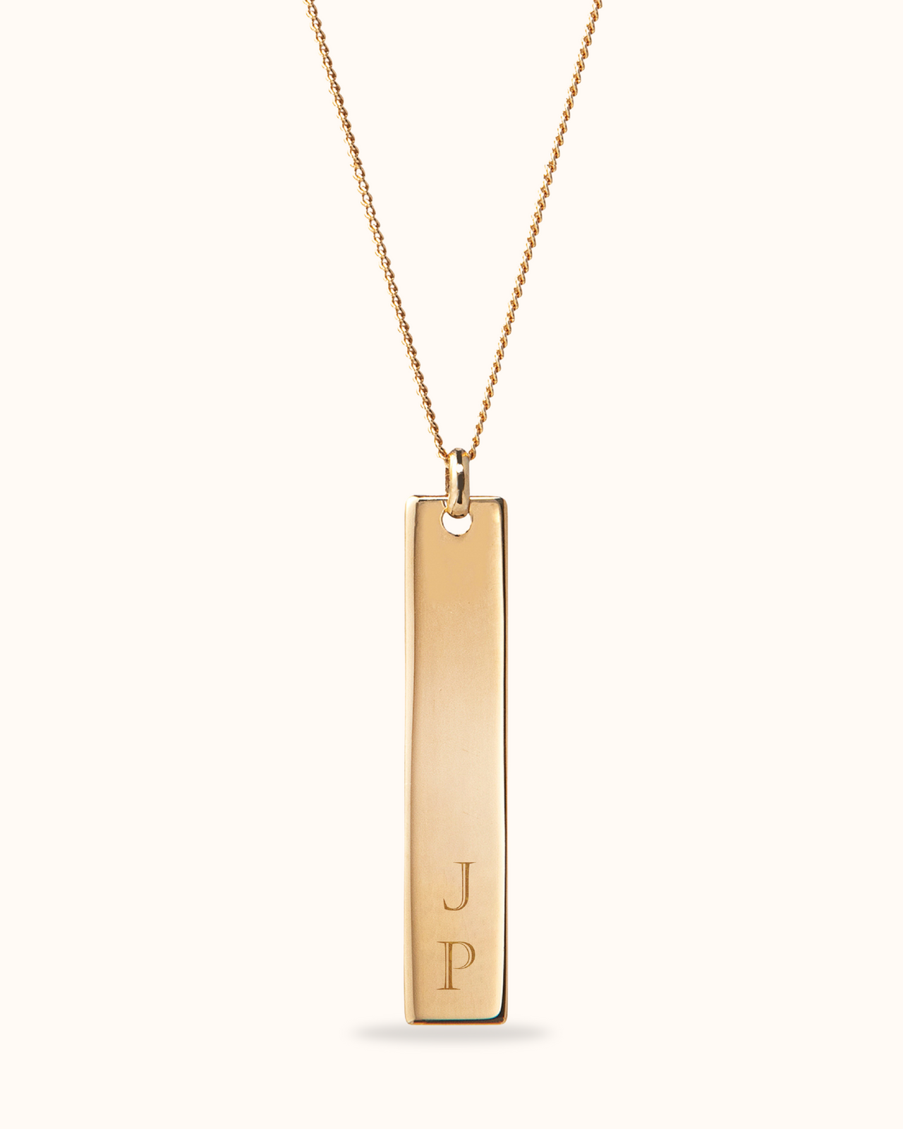 Vertical Bar Necklace with name  - Gold plated