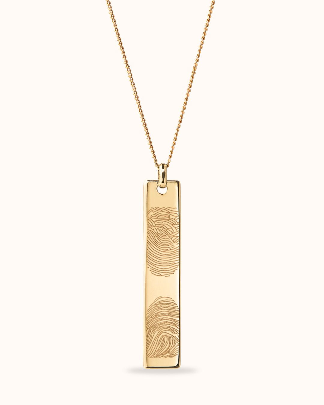 Fingerprint Vertical Bar Necklace - Gold plated