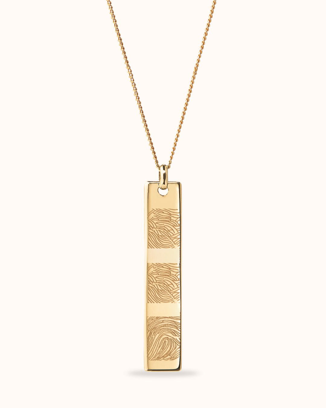 Fingerprint Vertical Bar Necklace - Gold plated