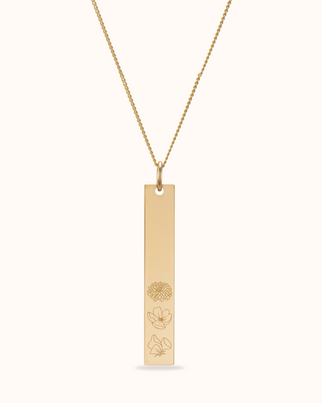 Collier Bar Verticale Pierre de Naissance 14 carats - Or 14 carats