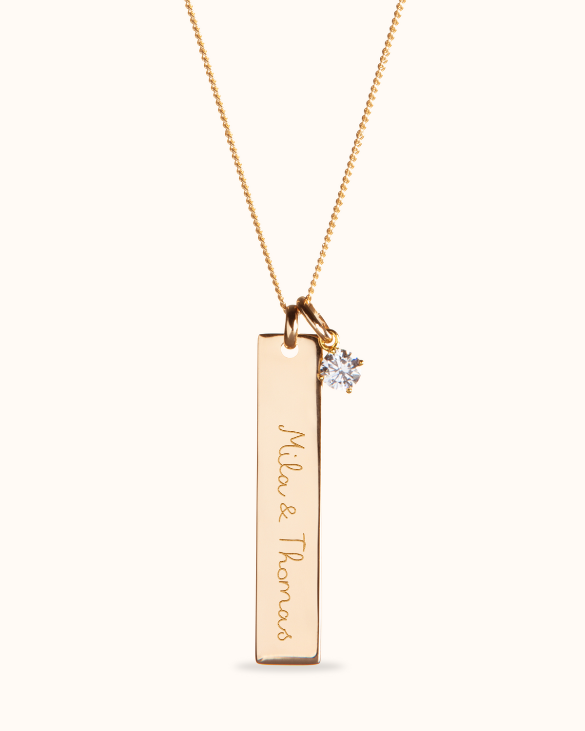 Birthstone Vertical Bar Necklace - Gold plated