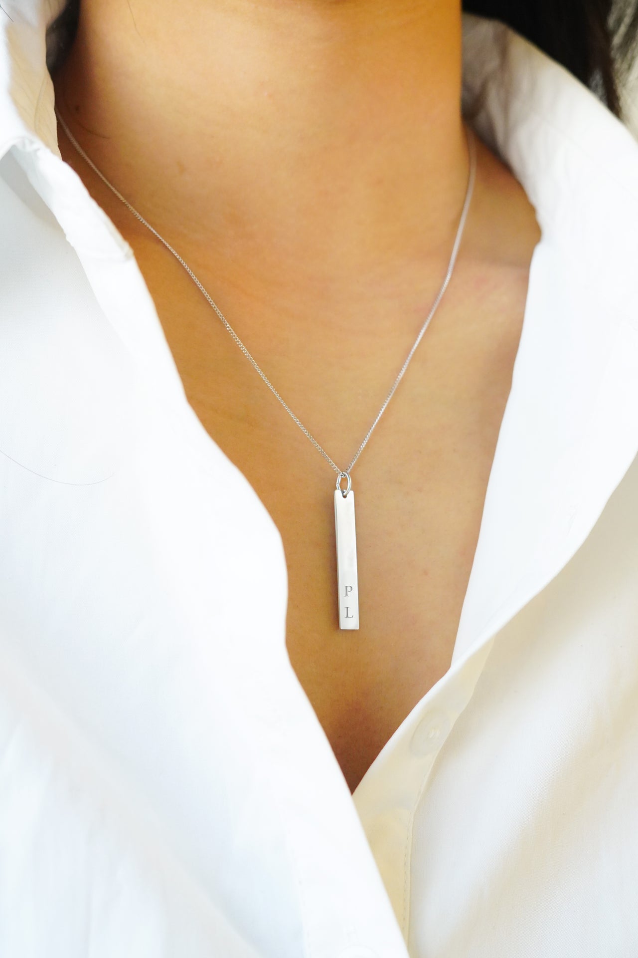 Plaqué Or Collier Avec Barre Horizontale Et Diamant Collier à