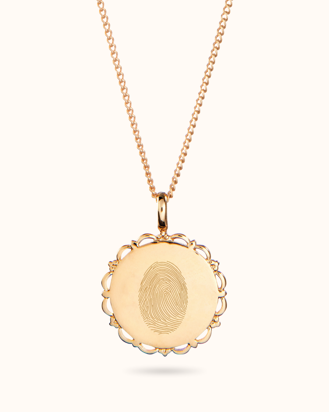 Fingerprint Vintage Coin Necklace - Gold plated