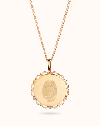 Fingerprint Vintage Coin Necklace - Gold plated