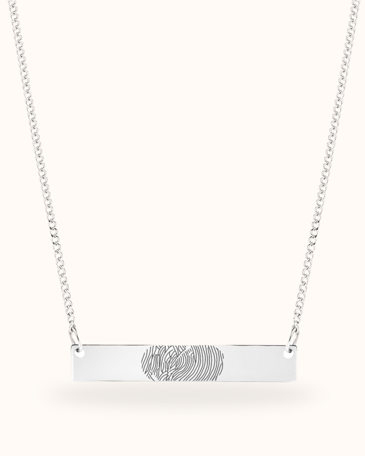 Fingerprint Bar Necklace - Silver