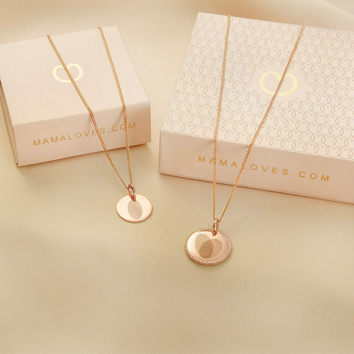 Vingerafdruk Coin Ketting - 18k Rosé Verguld