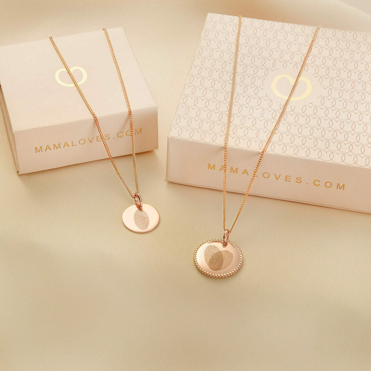 Fingerprint Coin Necklace - Rose plated