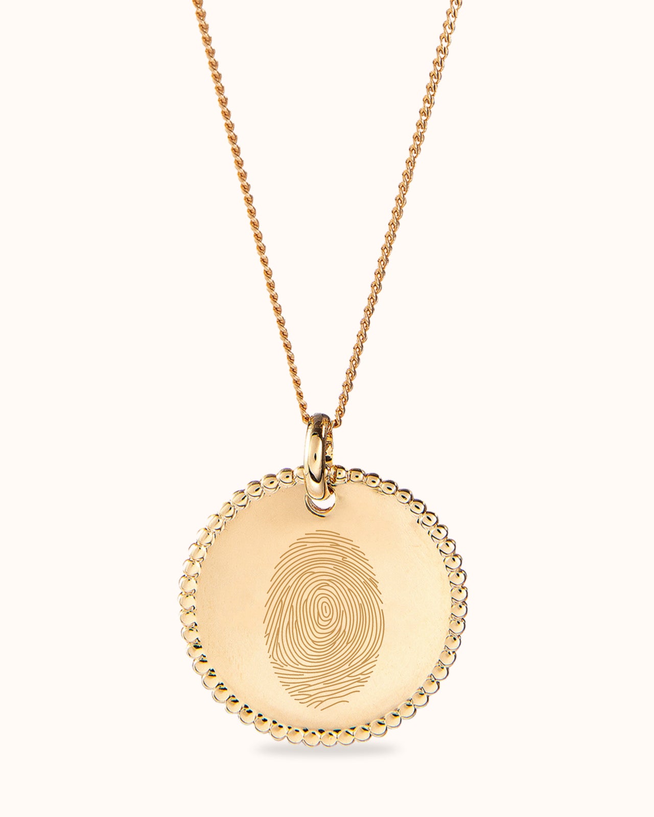 Fingerprint Beaded Coin Necklace - Gold plated