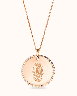 Fingerprint Beaded Coin Necklace - Rose plated