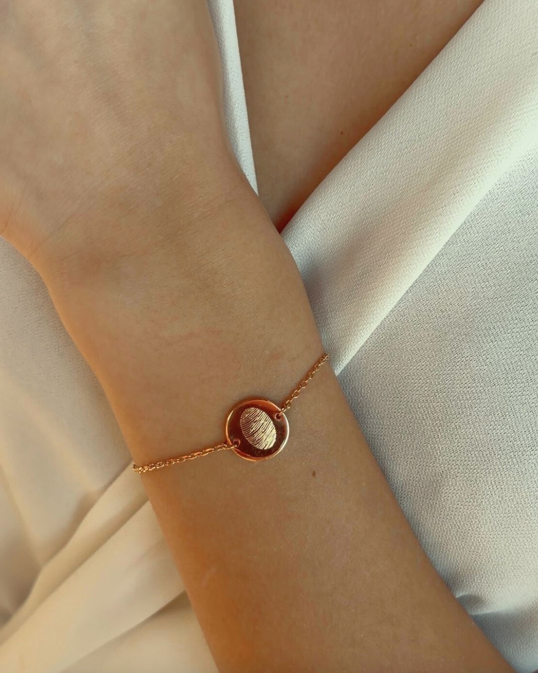 Fingerabdruck Coin Armband - Vergoldet