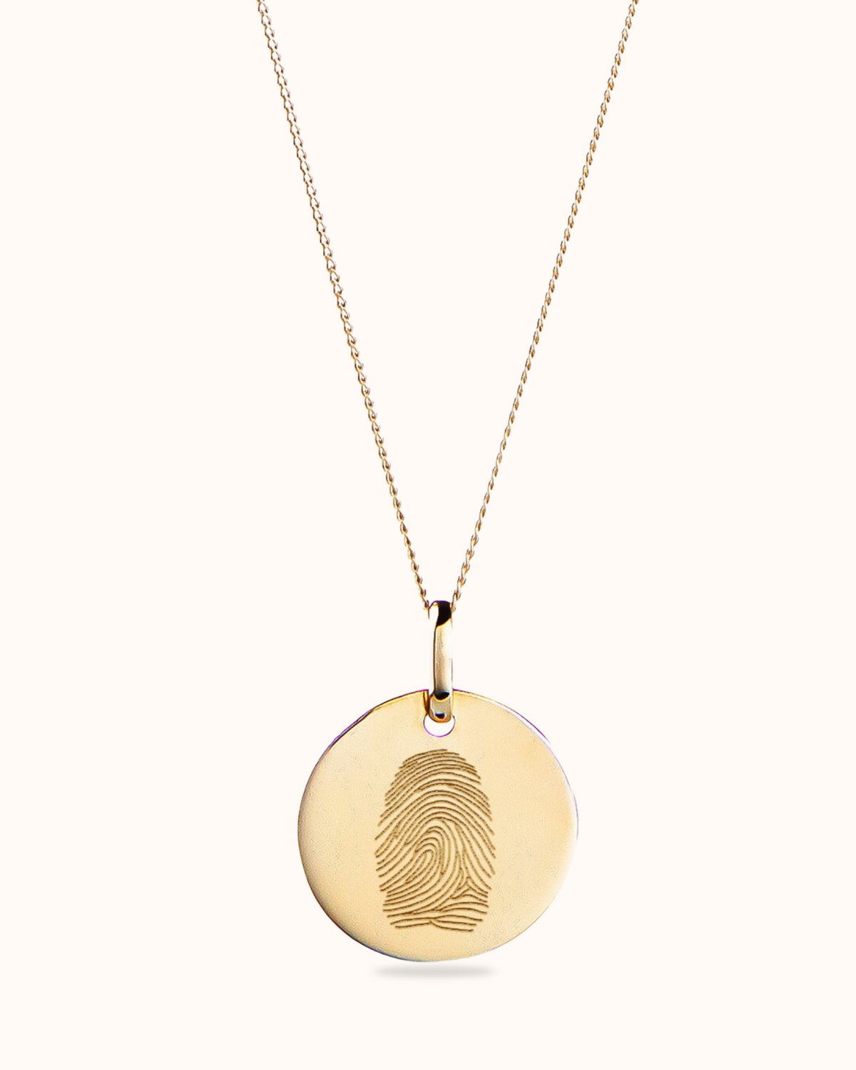 Fingerabdruck Coin Kette 585er Echtgold - 585er Echtgold