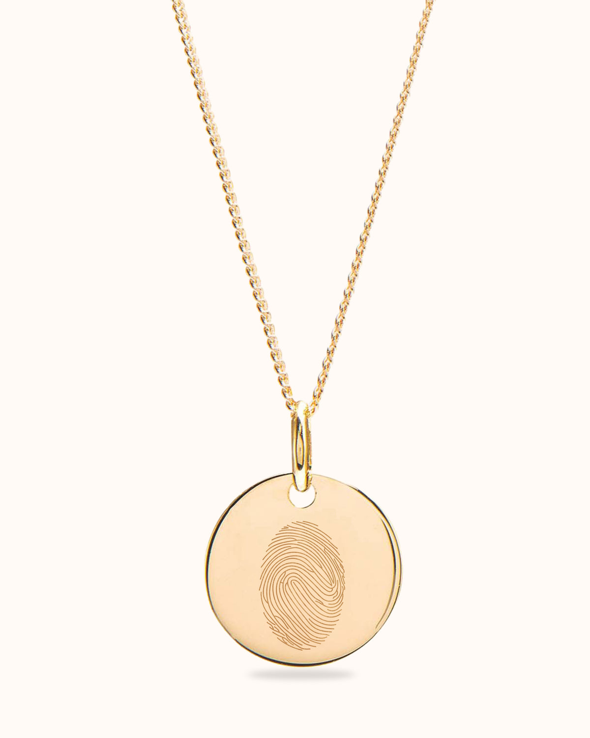 Vingerafdruk Coin Ketting - 18k Verguld