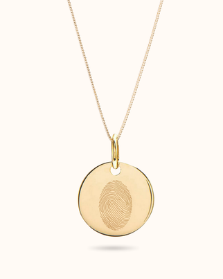 Collier Pendentif Rond Empreinte Digitale - Plaque or 18 carats