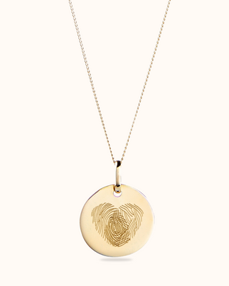 9k Fingerprint Coin Necklace - 9 carat