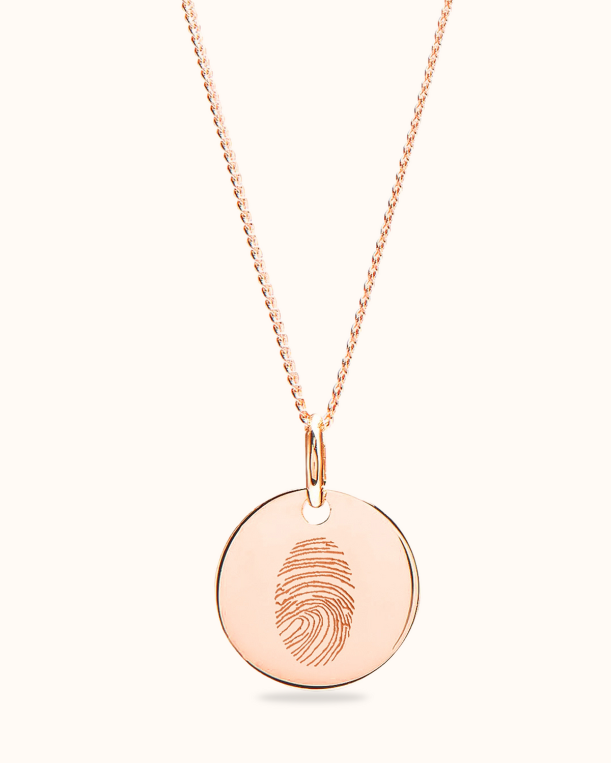 Collier Pendentif Rond Empreinte Digitale - Or rose