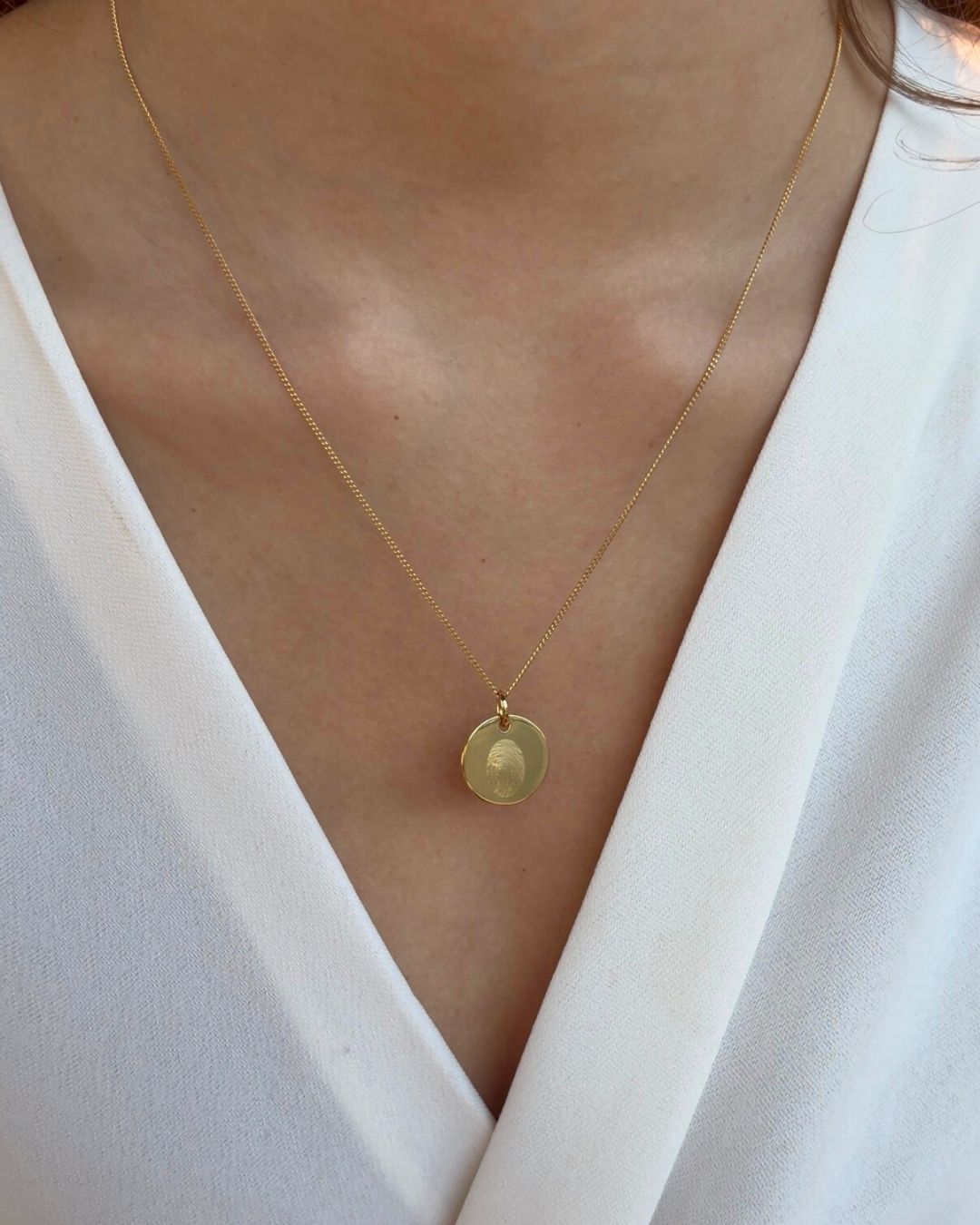 Fingerabdruck Coin Kette - Vergoldet
