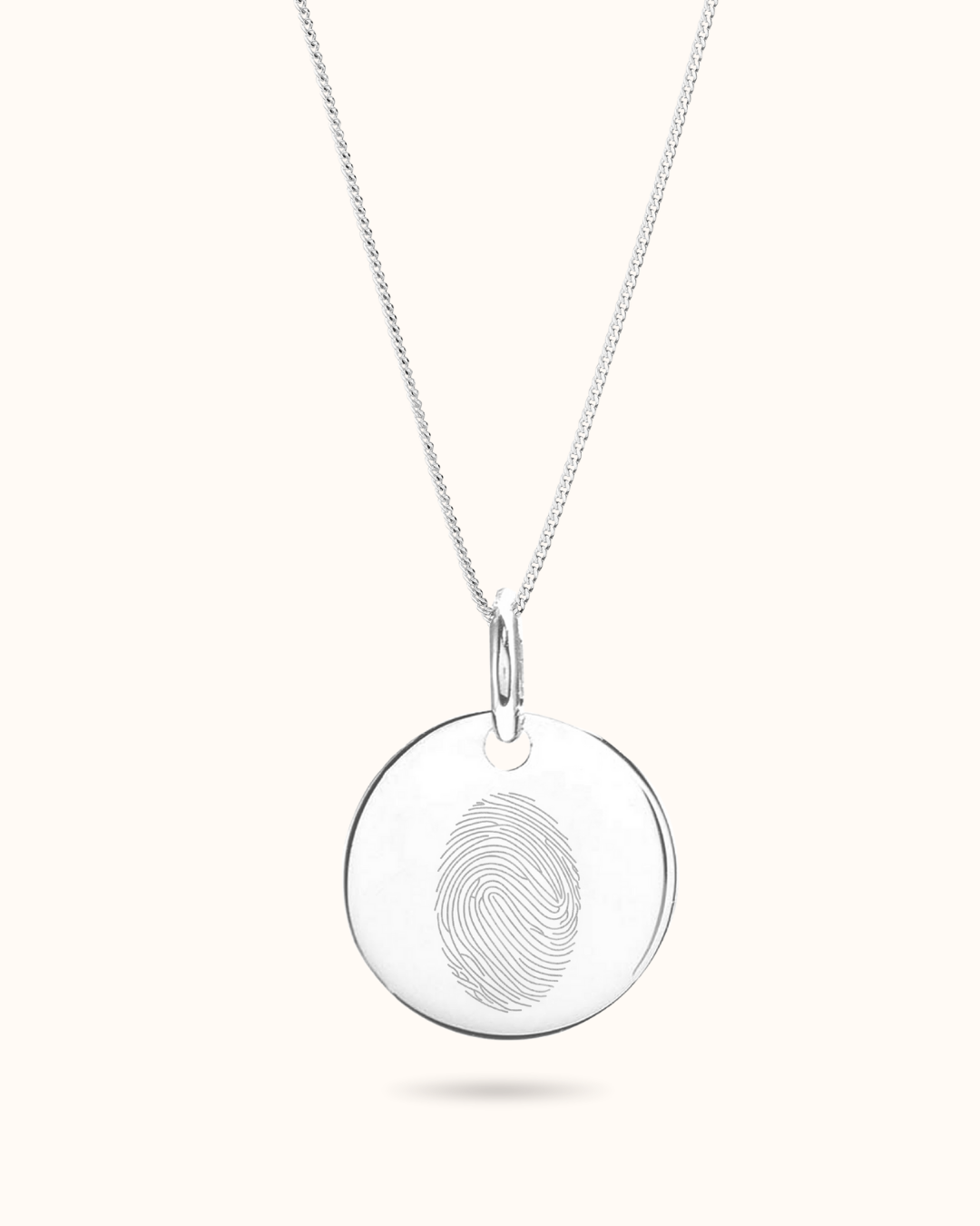 Collier Pendentif Rond Empreinte Digitale - Argent