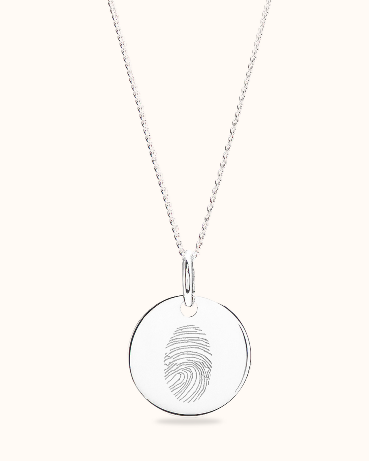 Vingerafdruk Coin Ketting - Sterling Zilver 925