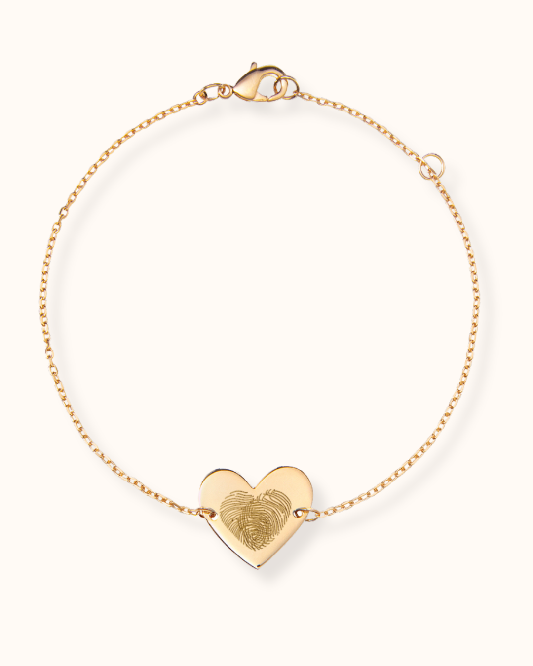 Vingerafdruk Heart Chain Armband - 18k Verguld