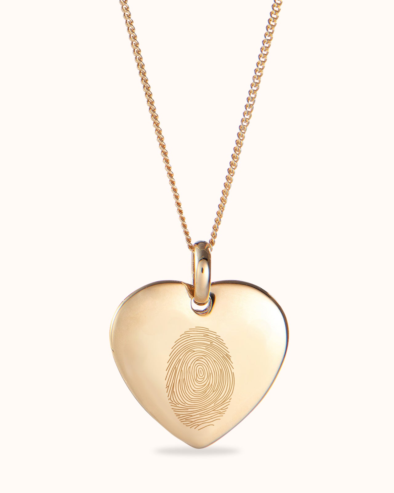 Vingerafdruk Heart Charm Ketting - 18k Verguld