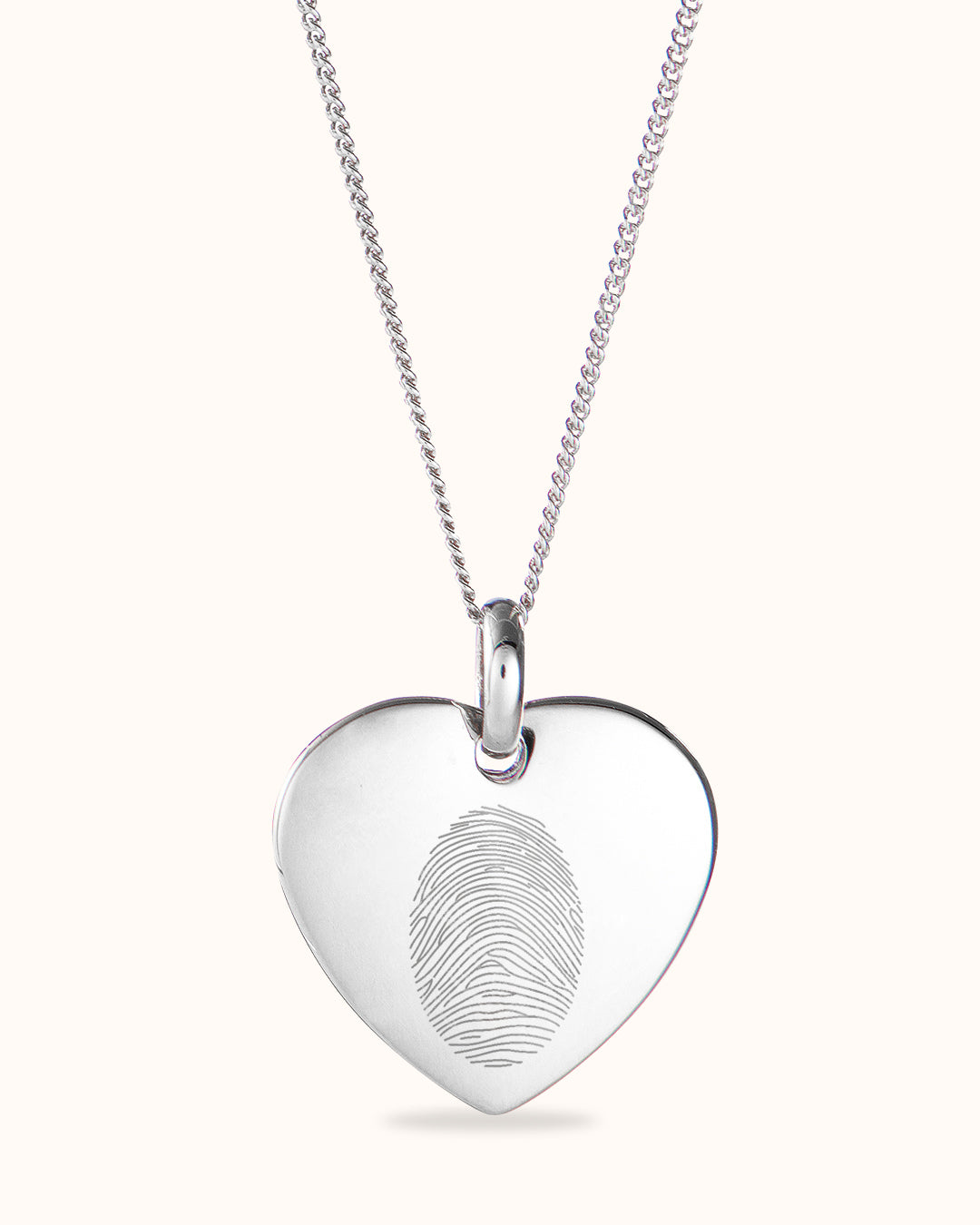 Fingerabdruck Herz Charm Kette - Silber