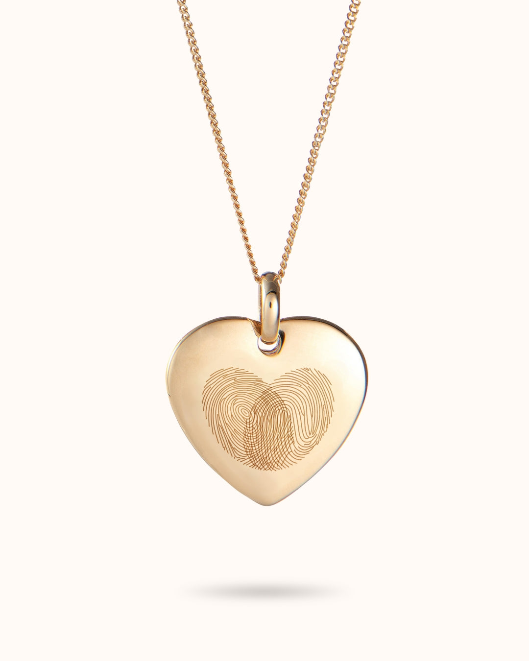 Fingerprint Heart Charm Necklace - Gold plated