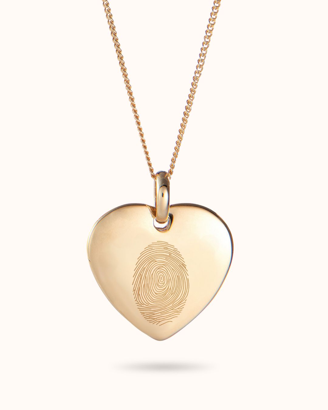 Fingerabdruck Herz Charm Kette - Vergoldet