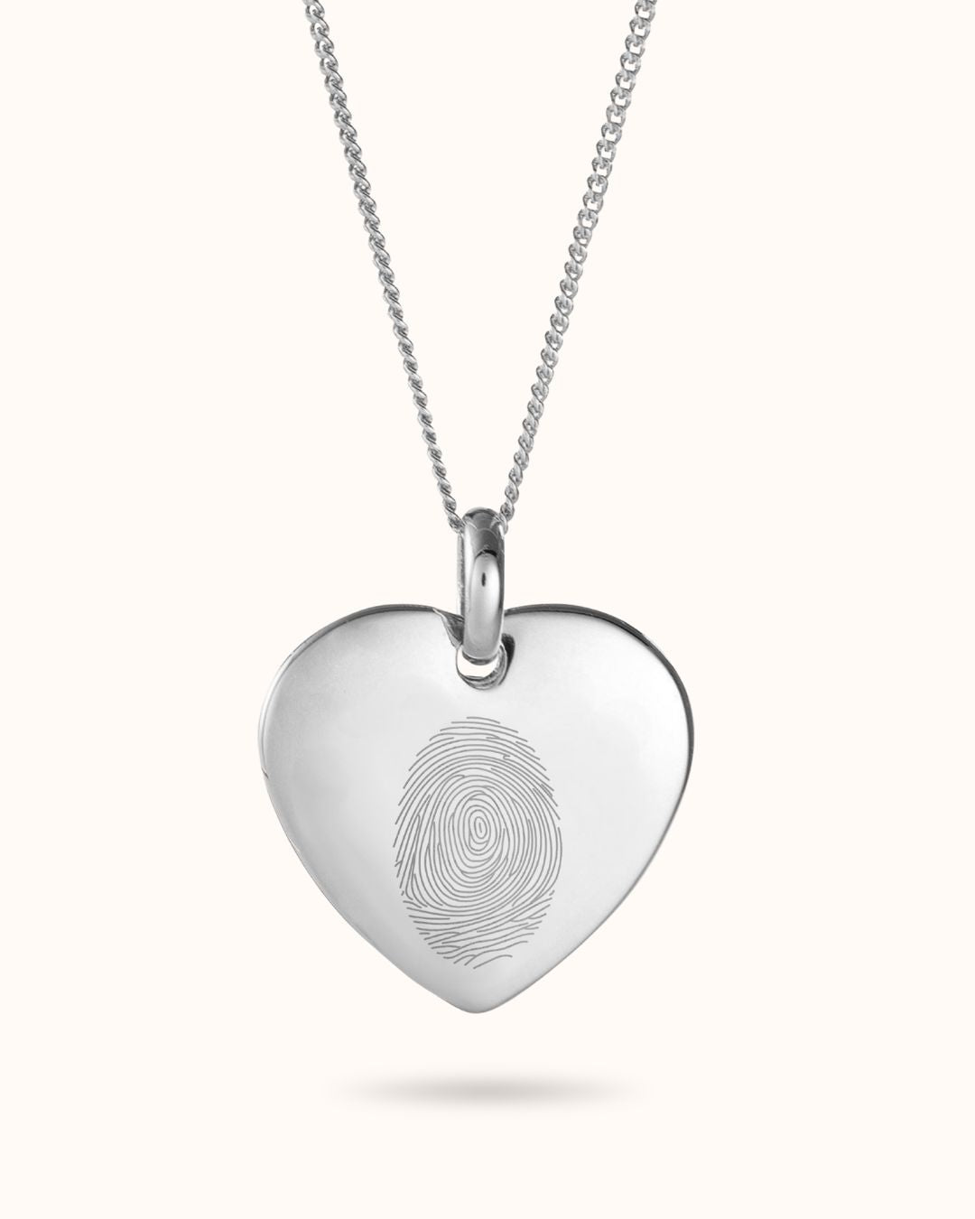 Fingerabdruck Herz Charm Kette - Silber