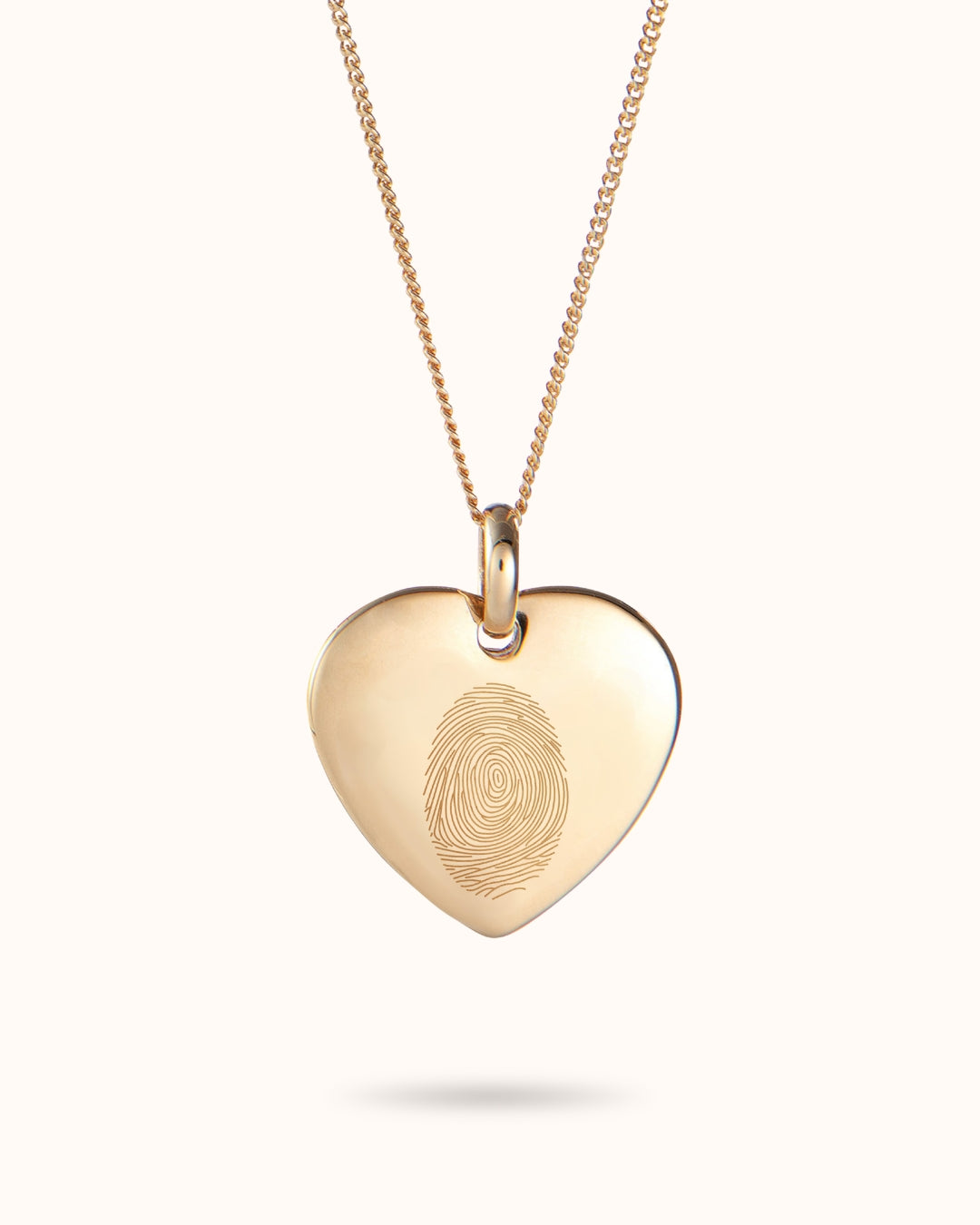 Fingerprint Heart Charm Necklace - Gold plated