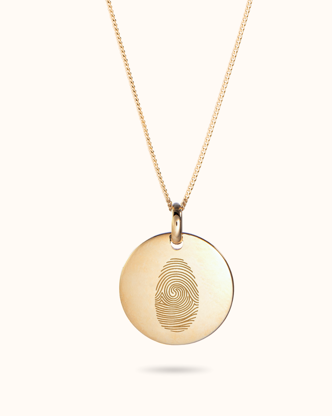 14k Fingerprint Coin Necklace - 14k gold - 16mm Medium Coin