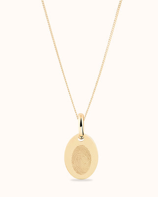 14k Vingerafdruk Oval Ketting - 14k Solid Gold