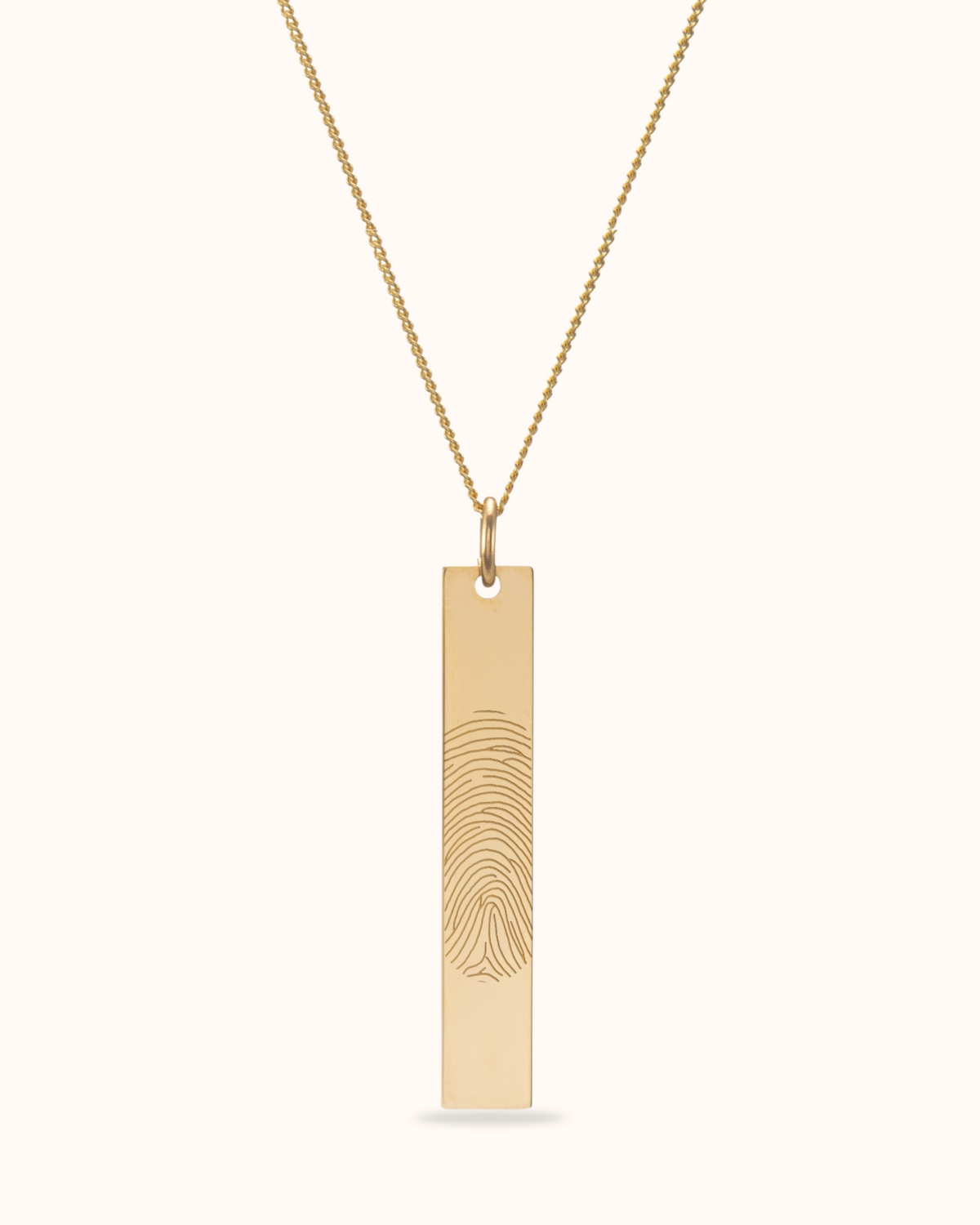 14k Fingerprint Vertical Bar Necklace - 14k gold