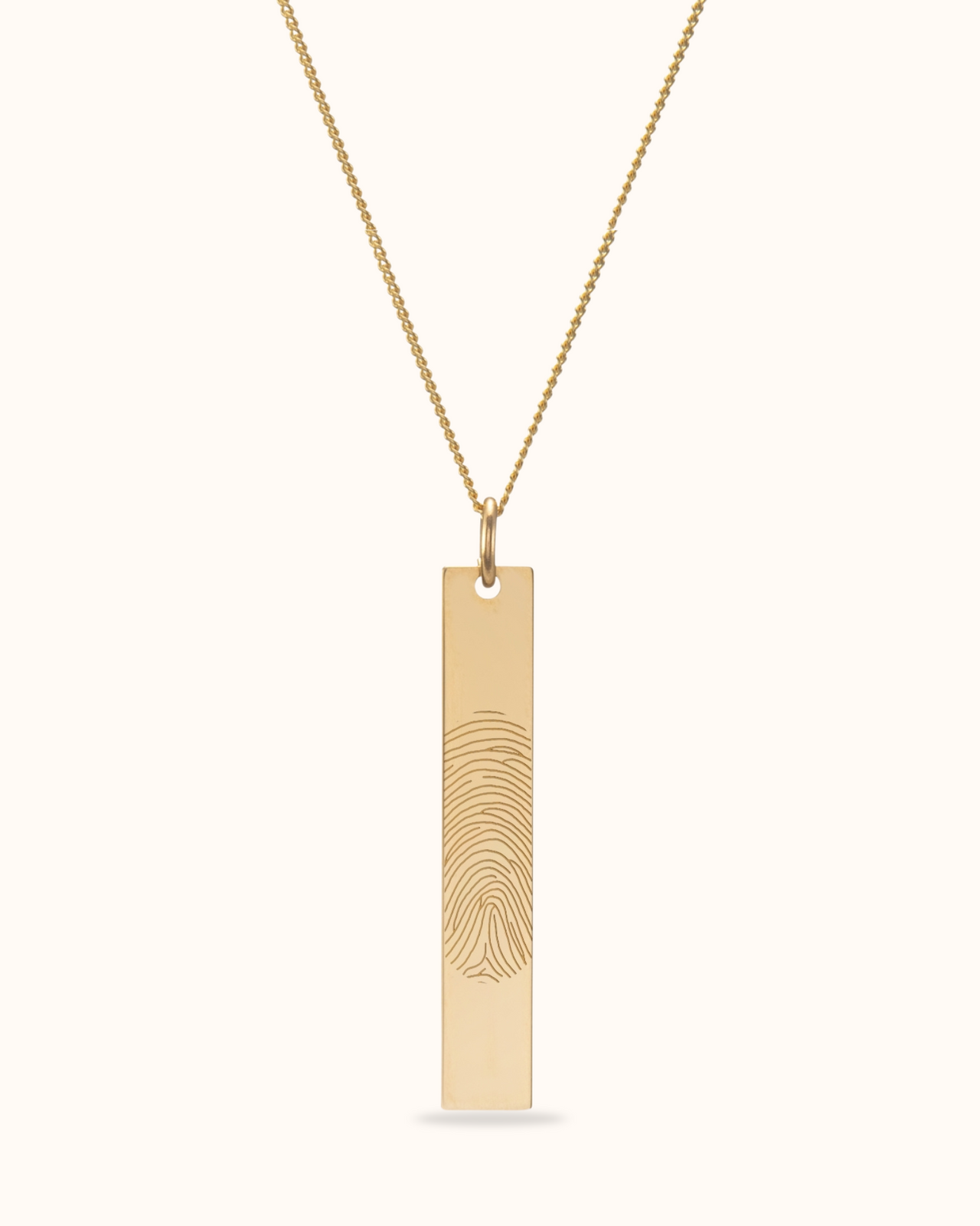 14k Fingerprint Vertical Bar Necklace - 14k gold