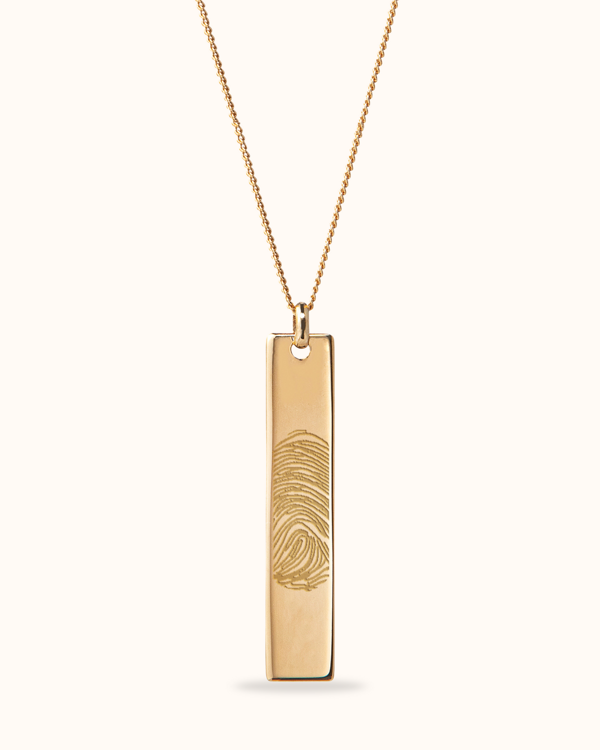 Fingerprint Vertical Bar Necklace - Gold plated