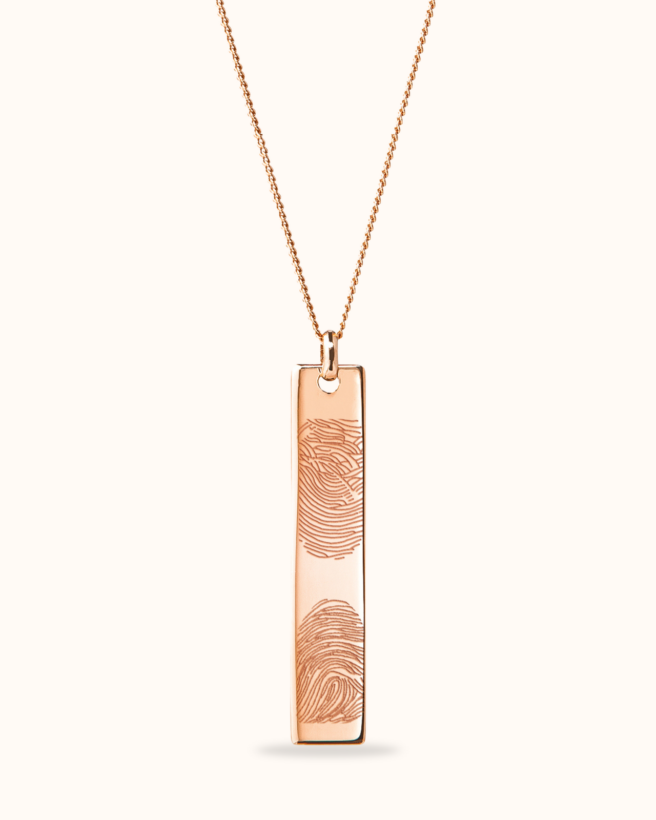 Vingerafdruk Vertical Bar Ketting - 18k Rosé Verguld