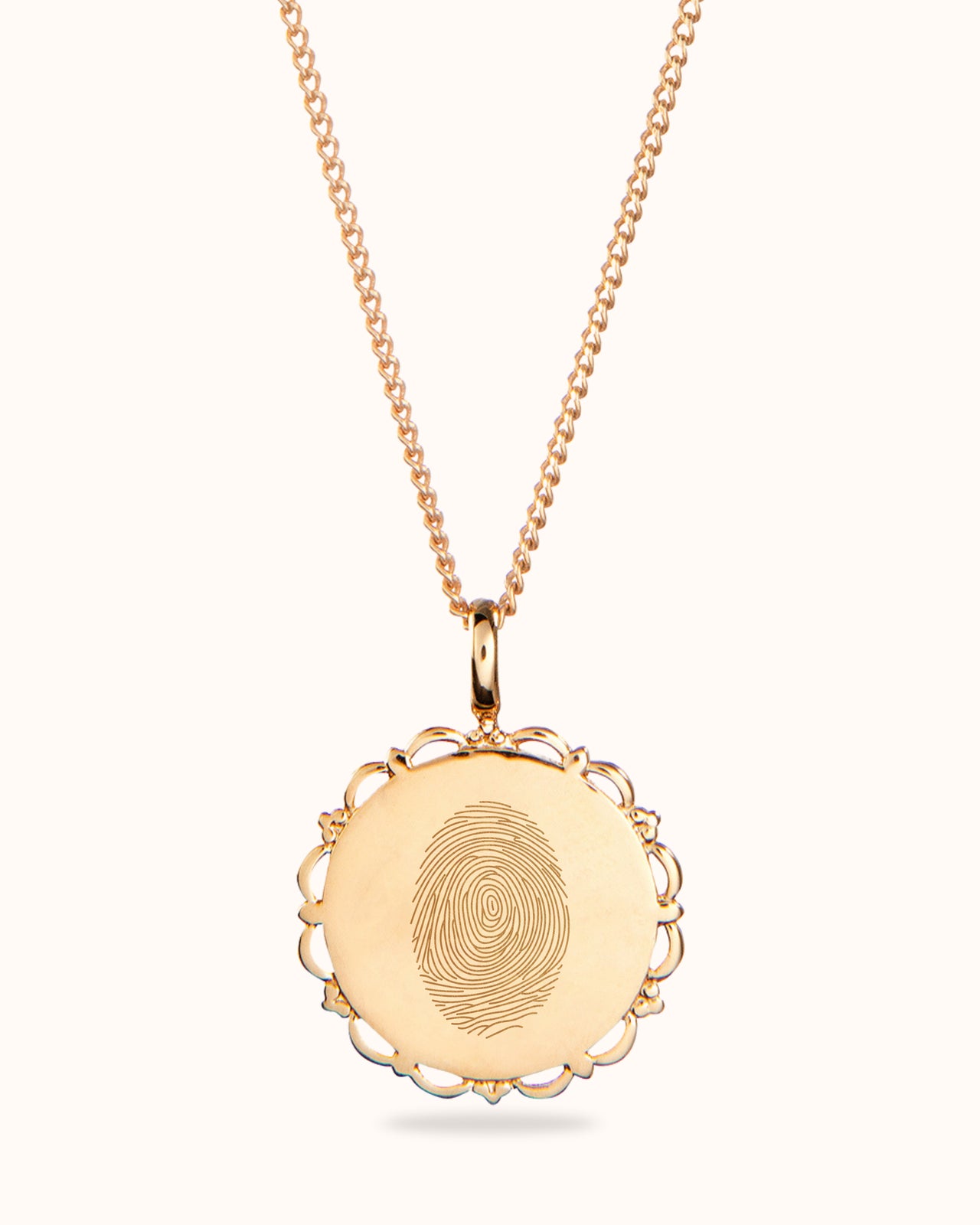 Fingerprint Vintage Coin Necklace - Gold plated