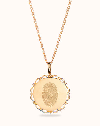 Fingerprint Vintage Coin Necklace - Gold plated