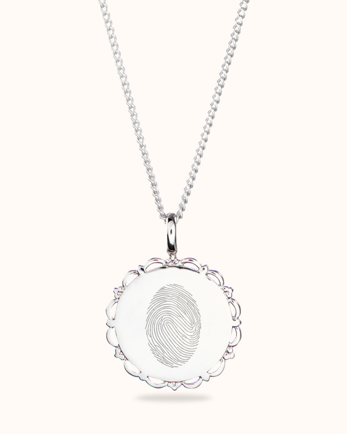 Fingerprint Vintage Coin Necklace - Silver