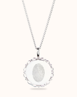 Fingerprint Vintage Coin Necklace - Silver