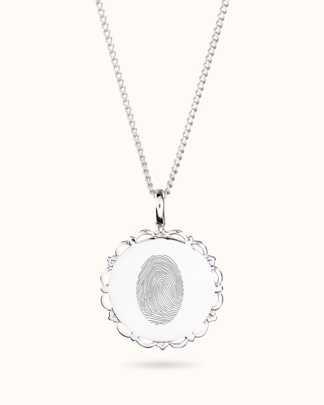 Fingerprint Vintage Coin Necklace - Silver