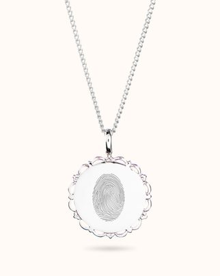 Fingerprint Vintage Coin Necklace - Silver